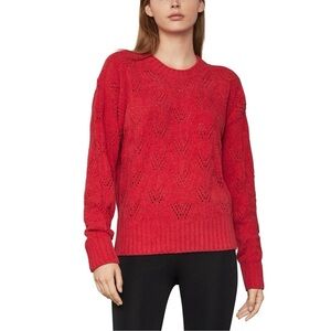 Womens BCBG Max Azria Chenille Pullover Sweater Crew Neck Red M Like New